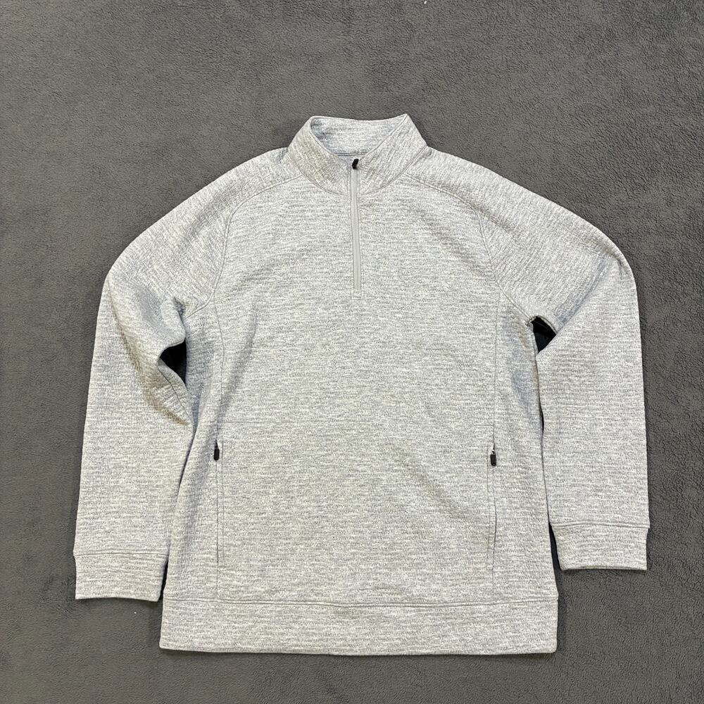 FLX Gray Premium Textured Knit Quarter Zip Pullover Sweater Men's Size Small